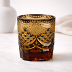 Edo Kiriko Amber Kikko Japanese Crystal Whiskey Tumbler