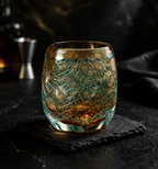 Edo Kiriko Amber Shippo Pattern Hand Cut Glass