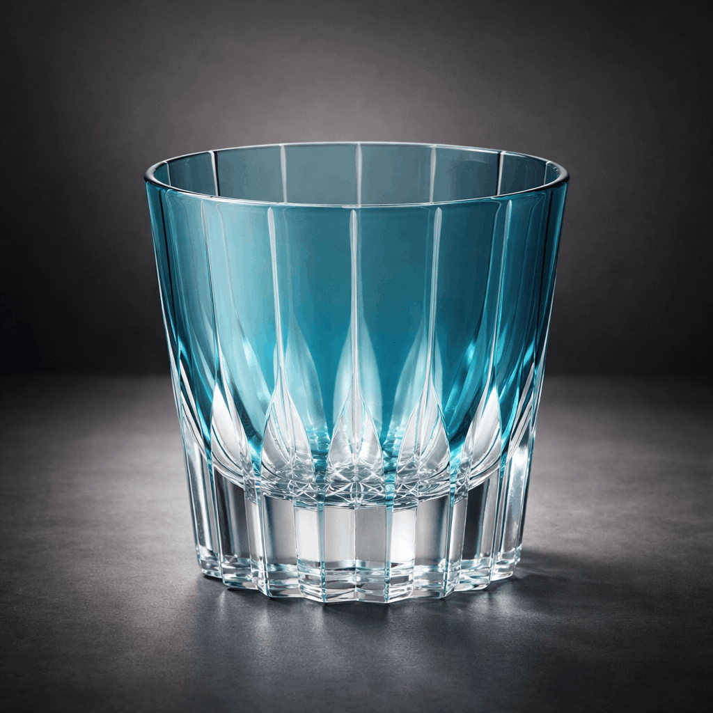 Edo Kiriko Blue Asanoha Japanese Whiskey Glass