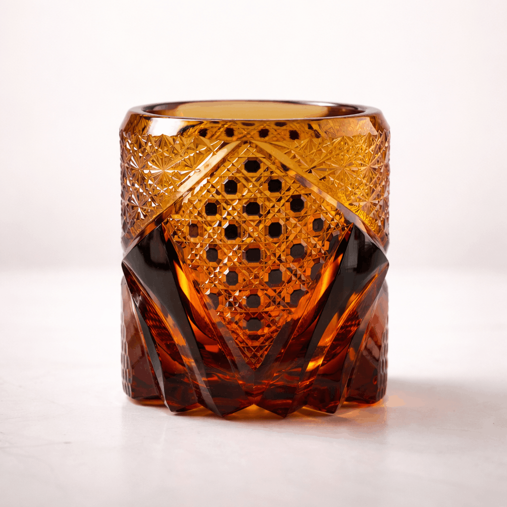 Edo Kiriko Blue Shippo Crystal Bourbon Glass