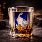 Edo Kiriko Peacock Engraved Luxury Whiskey Glass