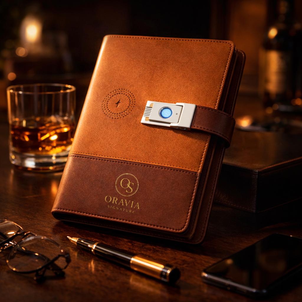 Fingerprint Lock Smart Notebook with Wireless Charger & Power Bank