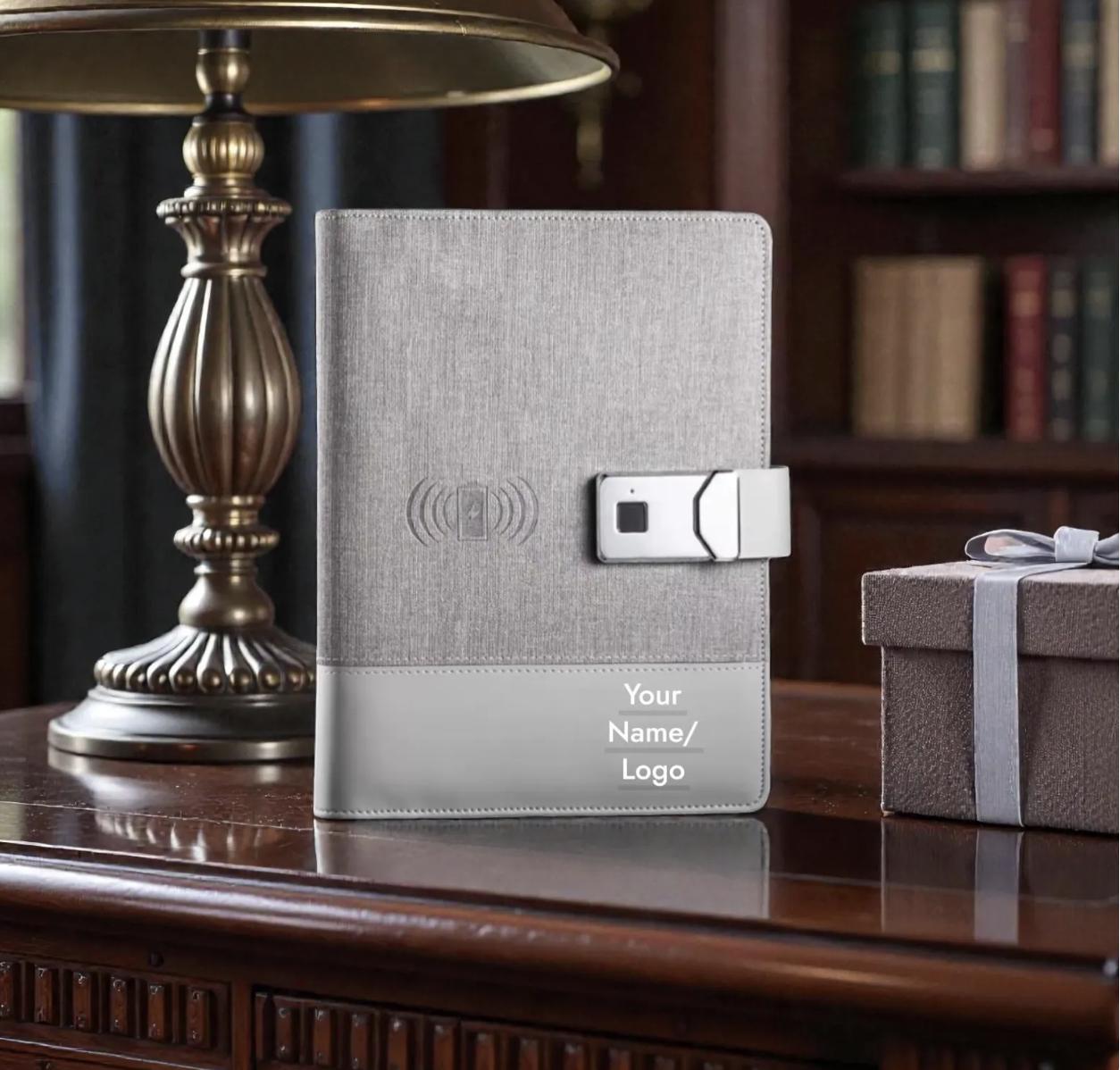 Fingerprint Lock Smart Notebook with Wireless Charger & Power Bank