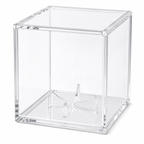 Clear acrylic cube on a white background