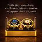 Two watches in a gold display case 