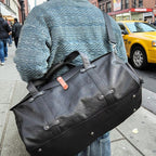 leather duffle bag men black travel weekender