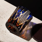 Hand-Carved Edo Kiriko Crystal Whiskey Glass – Japanese Amber Blue Bourbon Tumbler, Lead-Free Luxury Scotch Glass Gift