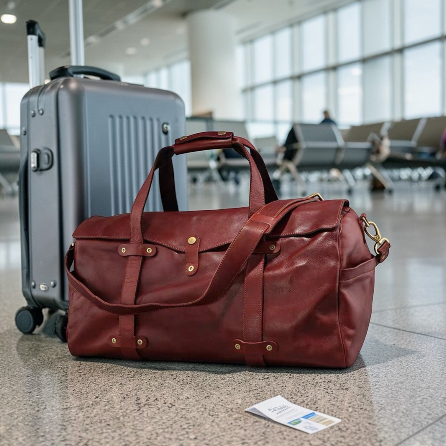 luxury leather travel bag carry on airport