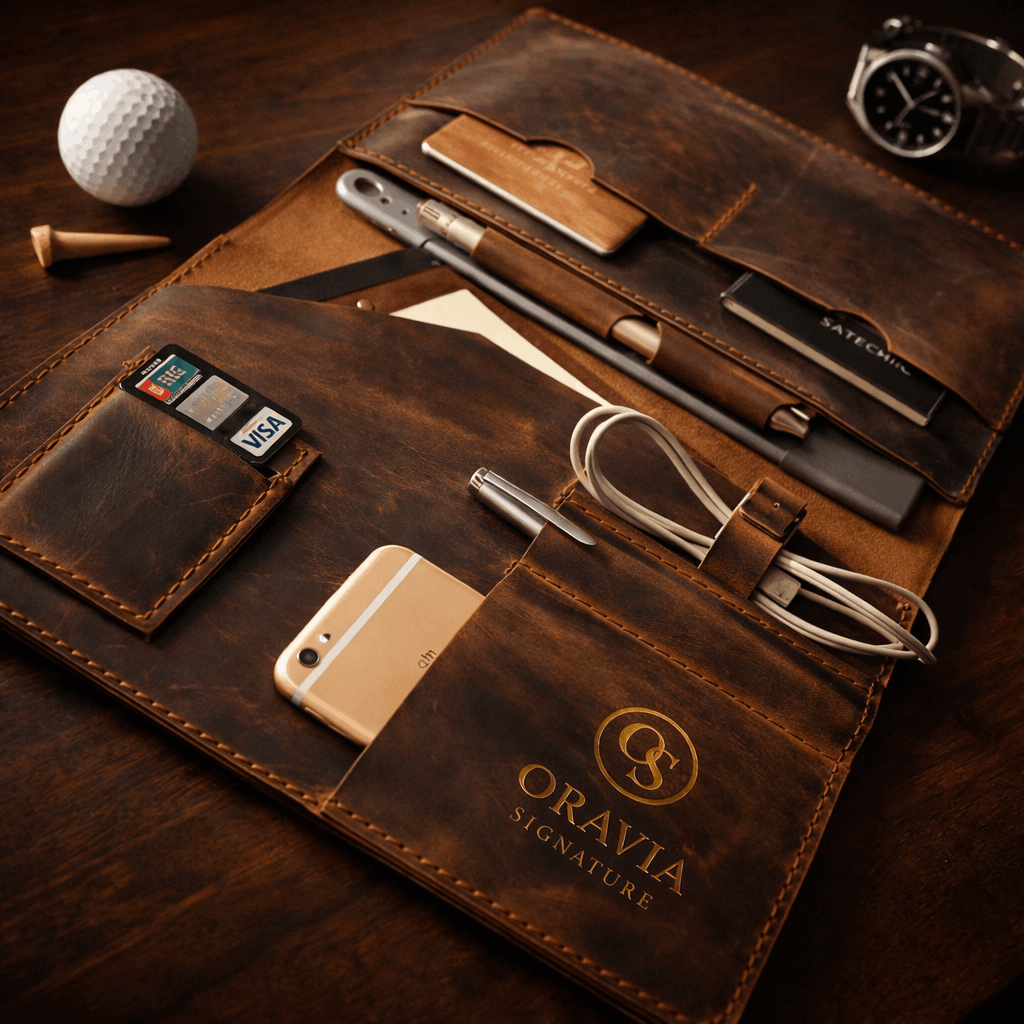 Executive leather document folder designed for meetings and office organization