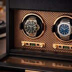 Two watches in a decorative display case with digital displays - watch winder for colectors - gift for men - gift for dat-gift for boyfriend