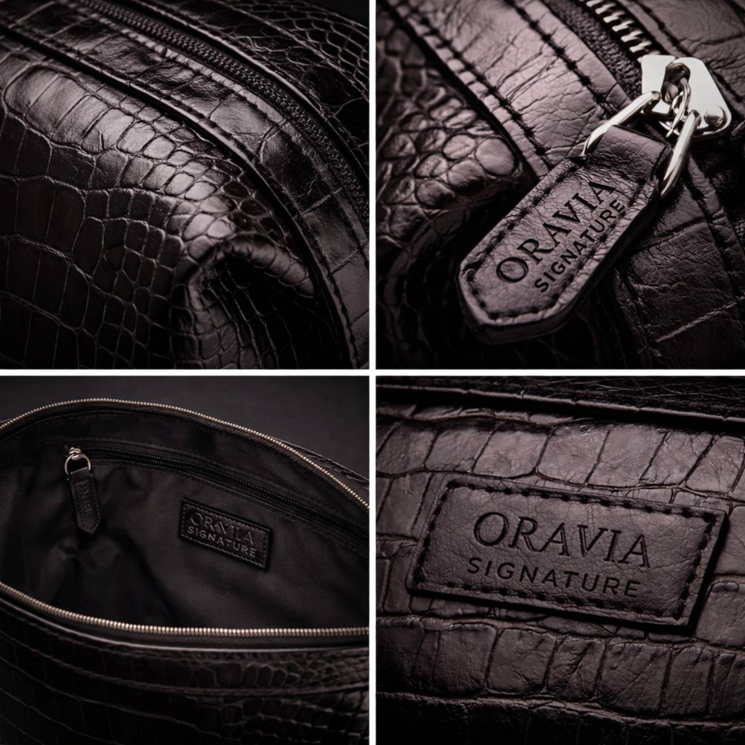 Black leather toiletry bag for men's travel organization