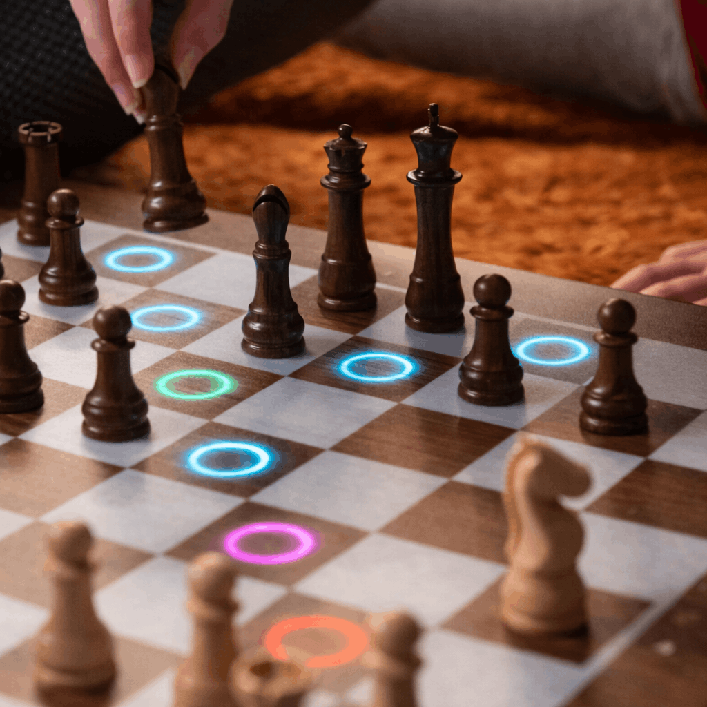 Smart chess board used for online chess matches through mobile app integration