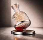 Decorative glass decanter with a textured design 