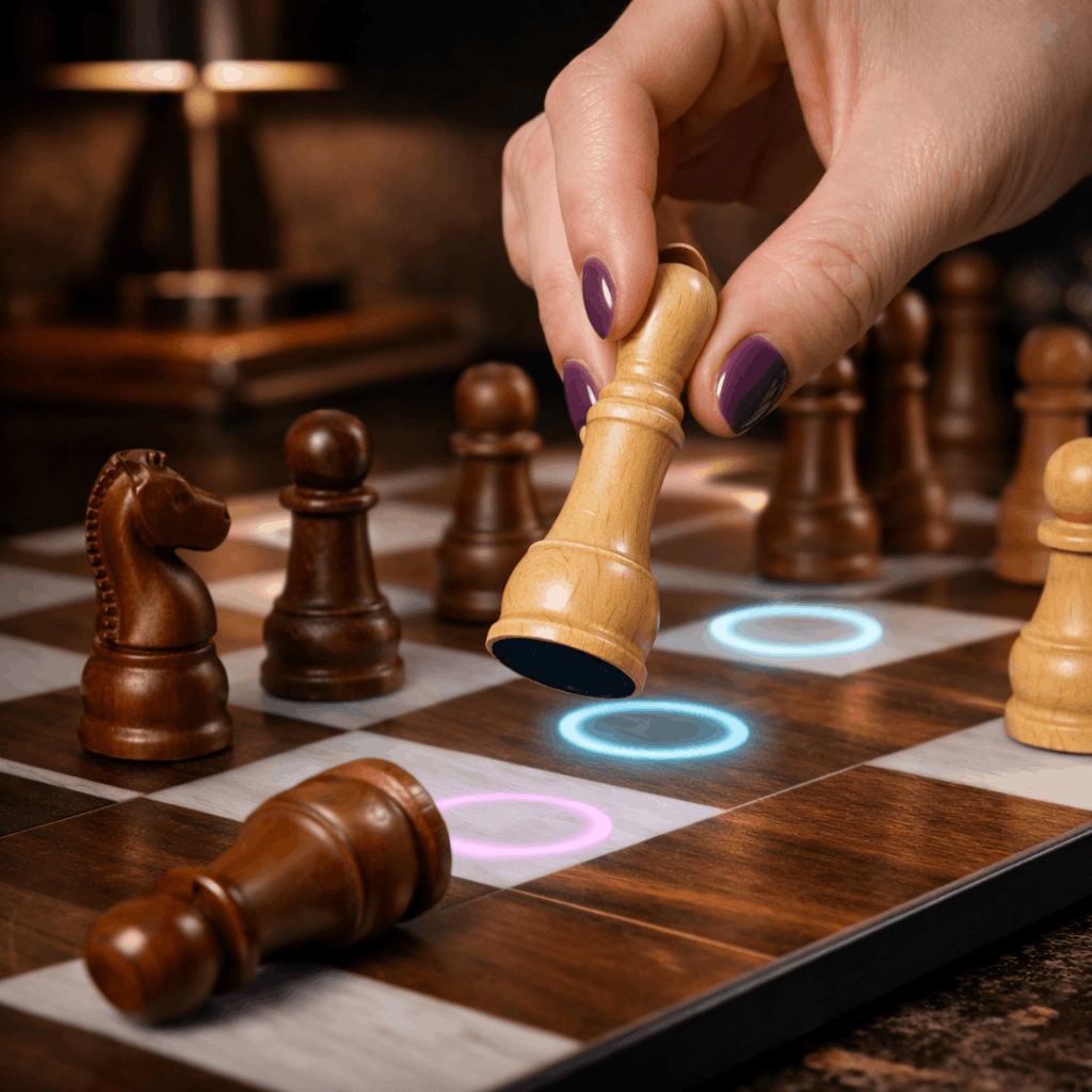 Smart chess board connected to mobile chess app for online play and training