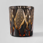 Hand-Carved Edo Kiriko Crystal Whiskey Glass – Japanese Amber Blue Bourbon Tumbler, Lead-Free Luxury Scotch Glass Gift